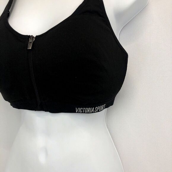 VICTORIA'S SECRET Knockout Black White 2 In 1 Sports Bra Front Closure Size 36C - Picture 4 of 13